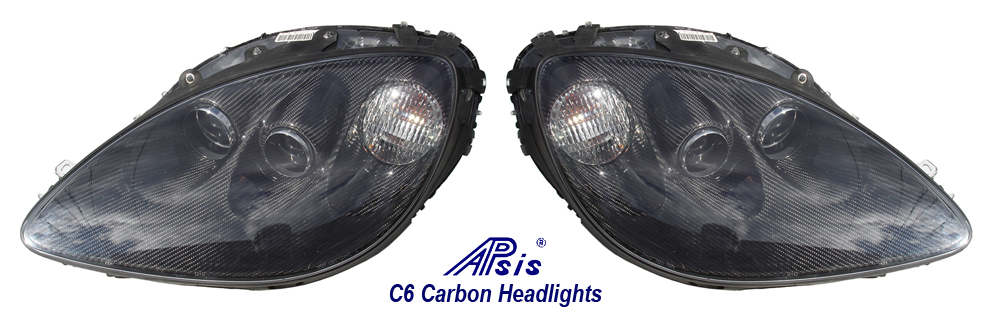 C6 Corvette Carbon Fiber Headlamp Modules Kit (Pair), Complete Assemblies, APsis